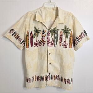 Vintage Palm Wave Men's Hawaiian Shirt (No tags) Surf Boards 44" Chest 29" Long